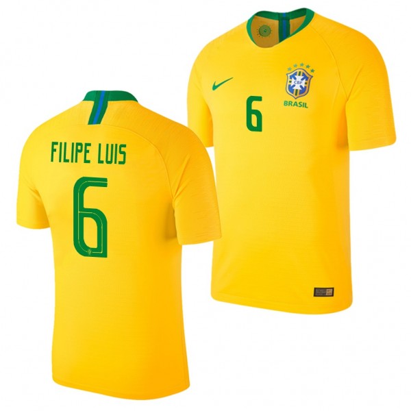 Men's Brazil 2018 World Cup Filipe Luis Jersey Home