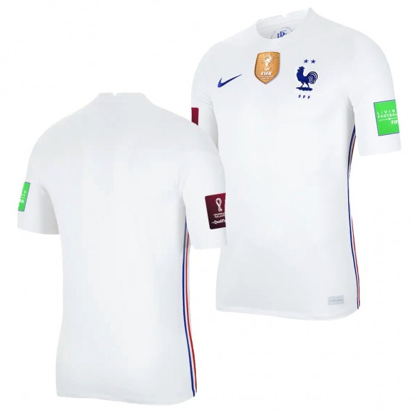 Men's France Away Jersey White 2022 Qatar World Cup Stadium