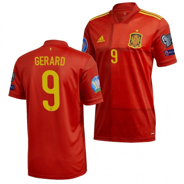 Men's Gerard Spain EURO 2020 Jersey Red Home Replica