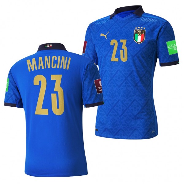 Men's Gianluca Mancini Italy Home Jersey Blue 2022 Qatar World Cup