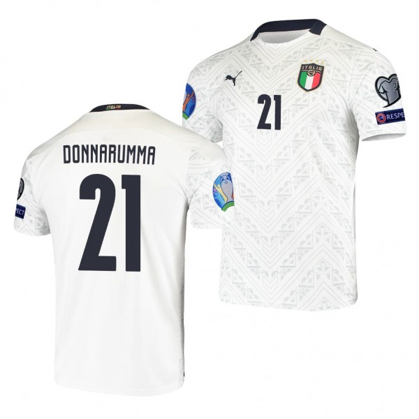 Men's Gianluigi Donnarumma Italy EURO 2020 Jersey White Away Replica