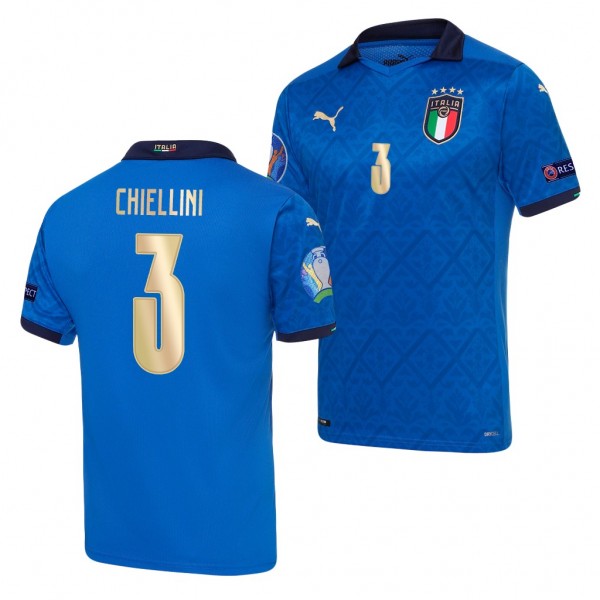 Men's Giorgio Chiellini Italy EURO 2020 Jersey Blue Home Replica