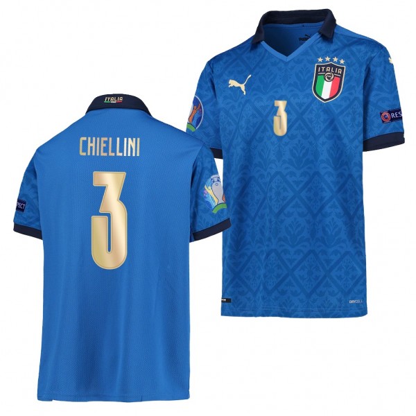 Youth Giorgio Chiellini EURO 2020 Italy Jersey Blue Home