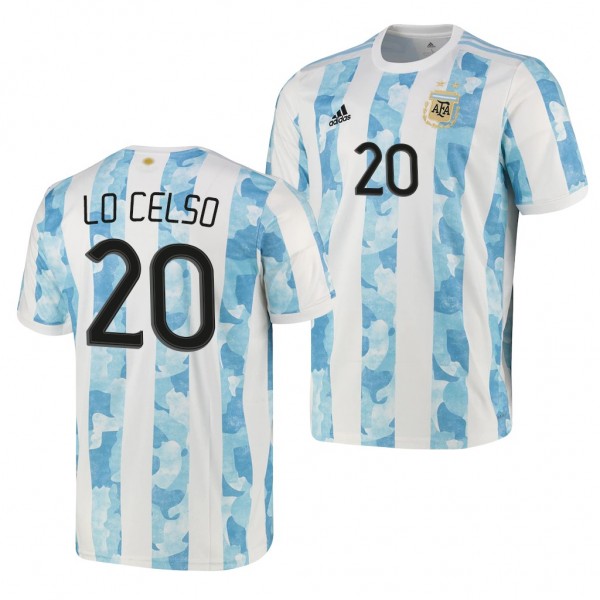 Men's Giovani Loicelso Argentina Home Jersey Blue White 2021-22