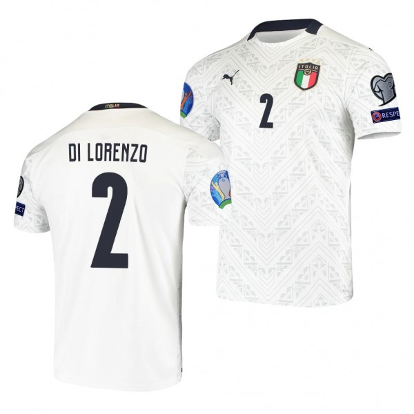 Men's Giovanni Di Lorenzo Italy EURO 2020 Jersey White Away Replica