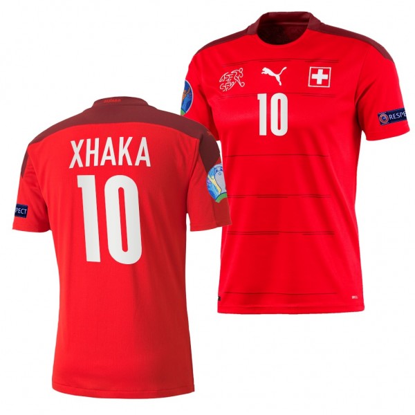 Men's Granit Xhaka Switzerland EURO 2020 Jersey Red Home Replica