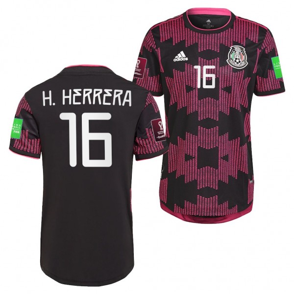 Men's Hector Herrera Jersey Mexico National Team Home Black 2021-22 Authentic