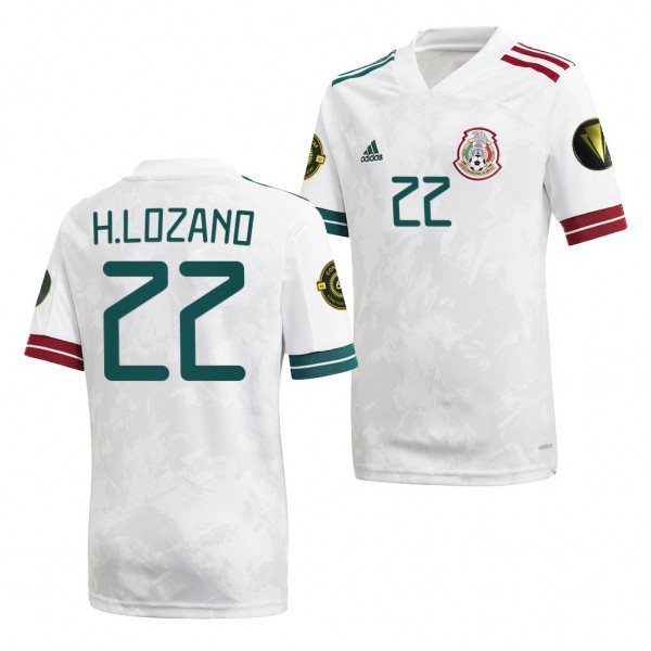 Men's Hirving Lozano Mexico 2021 CONCACAF Gold Cup Jersey White Away Replica