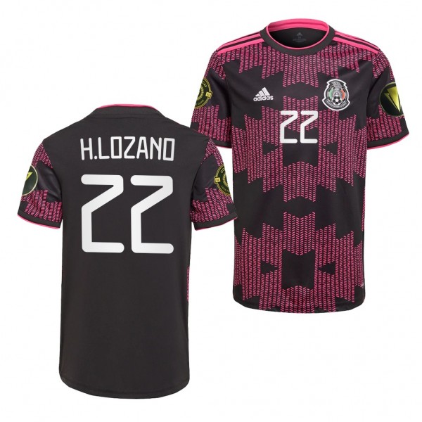 Men's Hirving Lozano Mexico 2021 CONCACAF Gold Cup Jersey Black Home Replica