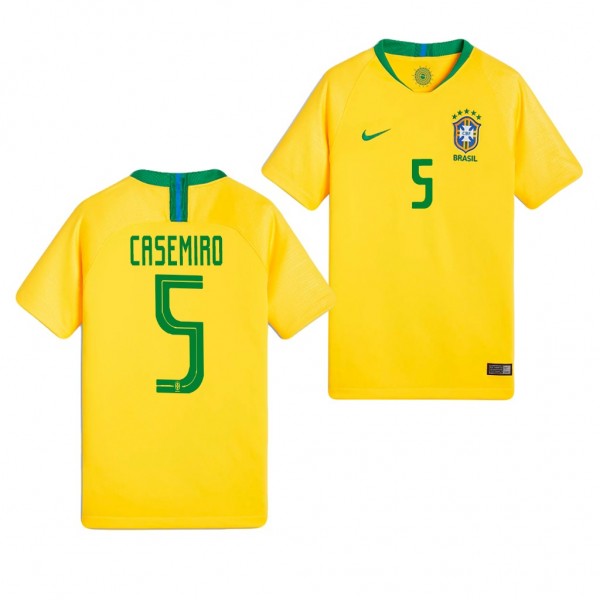 Youth Brazil Casemiro Home World Cup Jersey