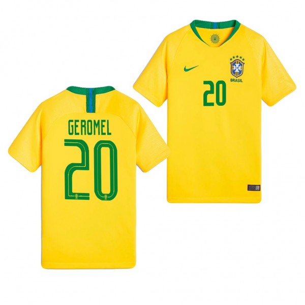 Youth Brazil Geromel Home World Cup Jersey