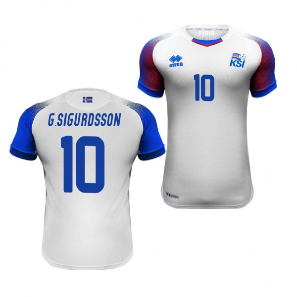 Men's Iceland Gylfi Sigurdsson 2018 World Cup White Jersey