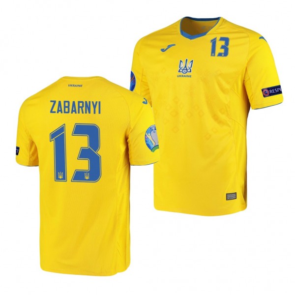 Men's Illya Zabarnyi Ukraine EURO 2020 Jersey Yellow Home Replica