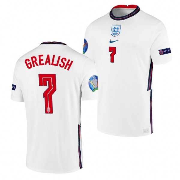 Men's Jack Grealish England EURO 2020 Jersey White Home Replica