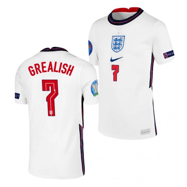 Youth Jack Grealish EURO 2020 England Jersey White Home