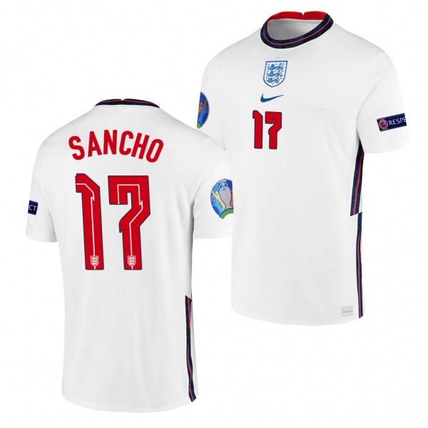 Men's Jadon Sancho England EURO 2020 Jersey White Home Replica