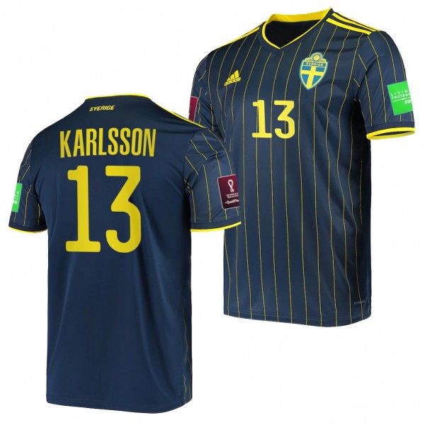 Men's Jesper Karlsson Sweden Away Jersey Black 2022 Qatar World Cup Replica