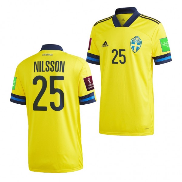 Men's Joakim Nilsson Sweden Home Jersey Yellow 2022 Qatar World Cup Replica