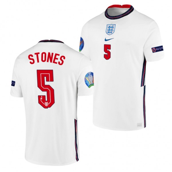 Men's John Stones England EURO 2020 Jersey White Home Replica