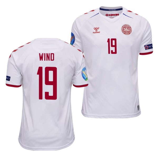Men's Jonas Wind Denmark EURO 2020 Jersey White Away Replica