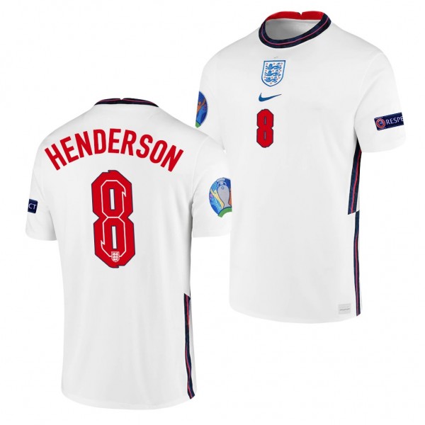 Men's Jordan Henderson England EURO 2020 Jersey White Home Replica