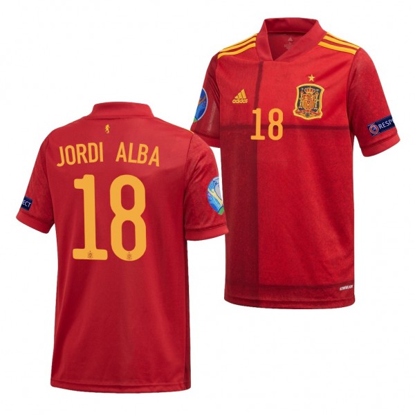 Youth Jordi Alba EURO 2020 Spain Jersey Red Home