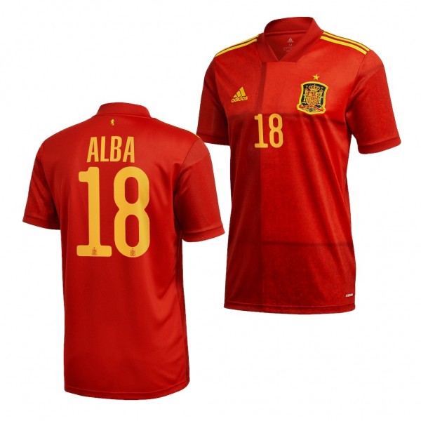 Men's Jordi Alba Spain Home Jersey Red 2022 Qatar World Cup Replica