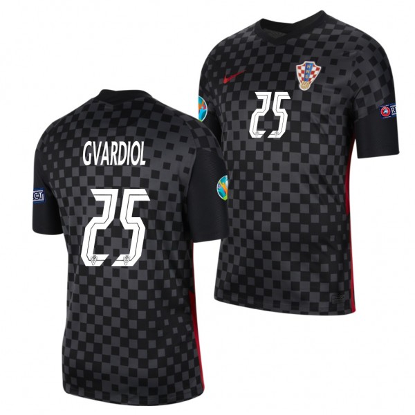 Men's Josko Gvardiol Croatia Away Jersey Black EURO 2020