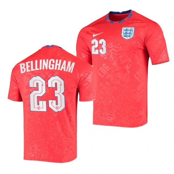 Men's Jude Bellingham England National Team Pre-Match Jersey Red Breathe Raglan