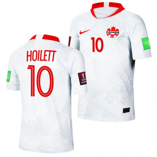 Men's Junior Hoilett Canada Away Jersey White 2022 Qatar World Cup Stadium