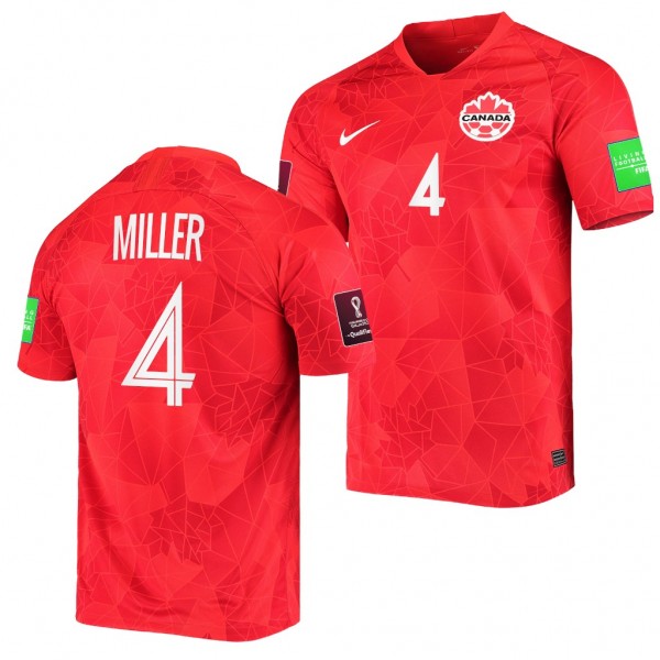 Men's Kamal Miller Canada Home Jersey Red 2022 Qatar World Cup Stadium