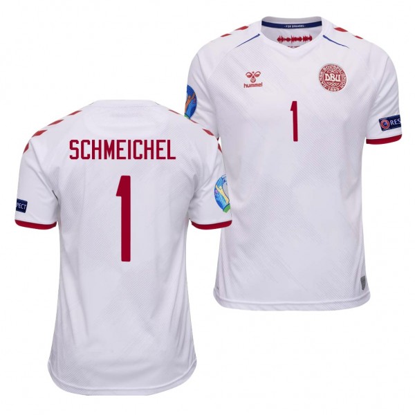 Men's Kasper Schmeichel Denmark EURO 2020 Jersey White Away Replica