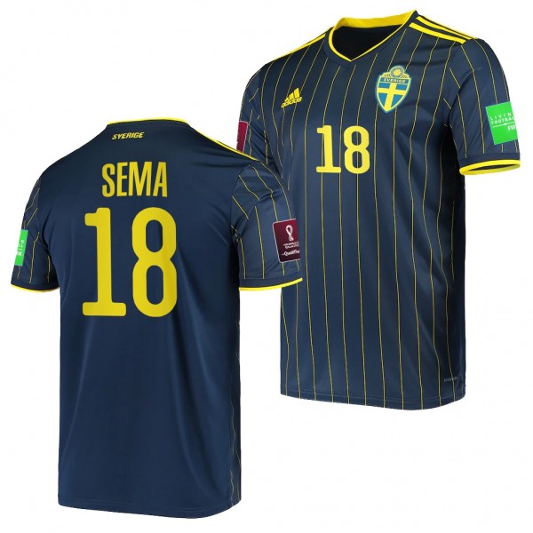 Men's Ken Sema Sweden Away Jersey Black 2022 Qatar World Cup Replica