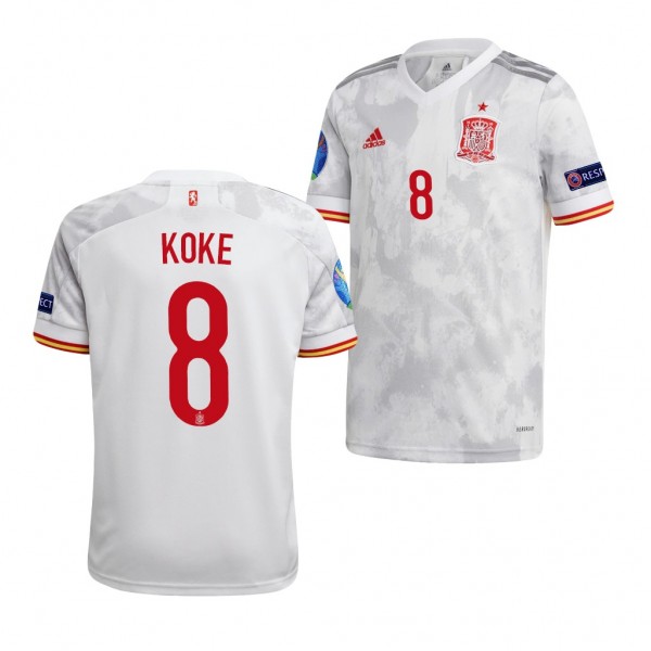 Youth Koke EURO 2020 Spain Jersey White Away
