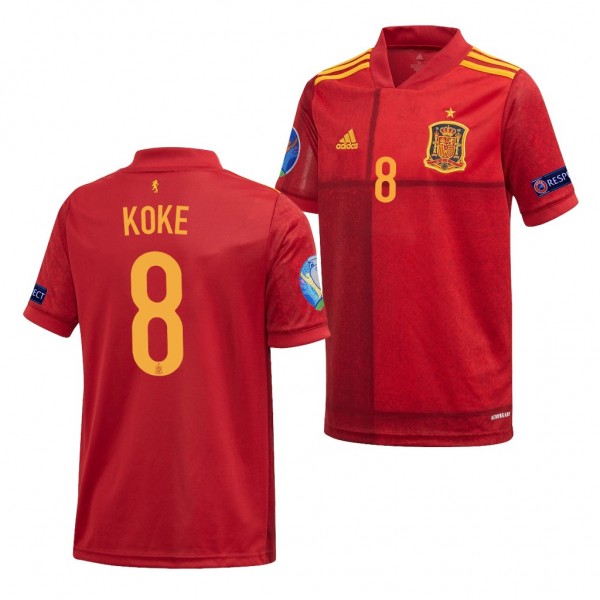 Youth Koke EURO 2020 Spain Jersey Red Home