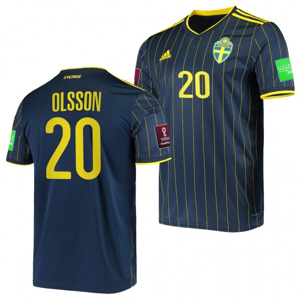 Men's Kristoffer Olsson Sweden Away Jersey Black 2022 Qatar World Cup Replica