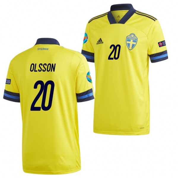 Men's Kristoffer Olsson Sweden Home Jersey Yellow EURO 2020