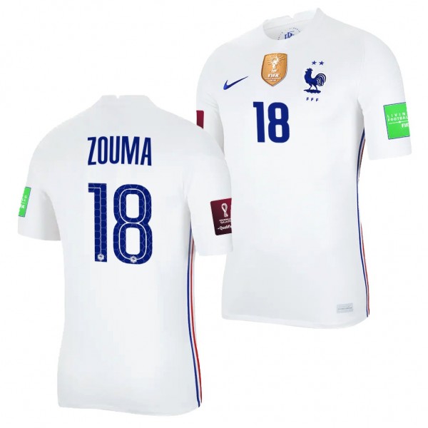 Men's Kurt Zouma France Away Jersey White 2022 Qatar World Cup Stadium
