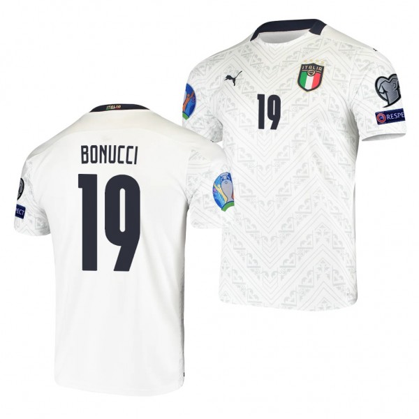 Men's Leonardo Bonucci Italy EURO 2020 Jersey White Away Replica