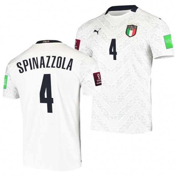Men's Leonardo Spinazzola Italy Away Jersey White 2022 Qatar World Cup