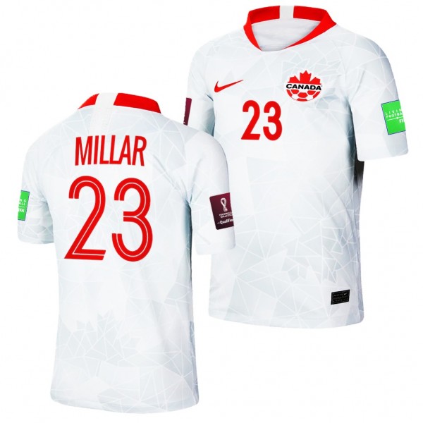 Men's Liam Millar Canada Away Jersey White 2022 Qatar World Cup Stadium