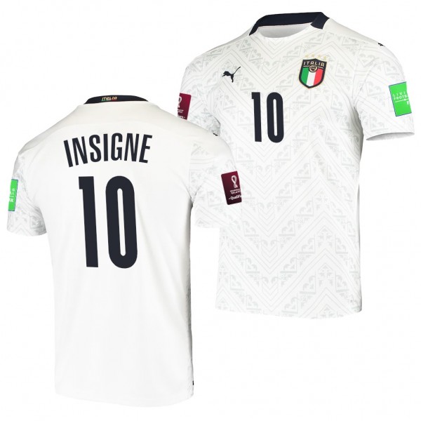 Men's Lorenzo Insigne Italy Away Jersey White 2022 Qatar World Cup