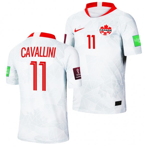 Men's Lucas Cavallini Canada Away Jersey White 2022 Qatar World Cup Stadium