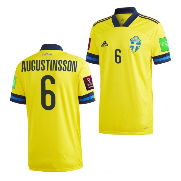Men's Ludwig Augustinsson Sweden Home Jersey Yellow 2022 Qatar World Cup Replica