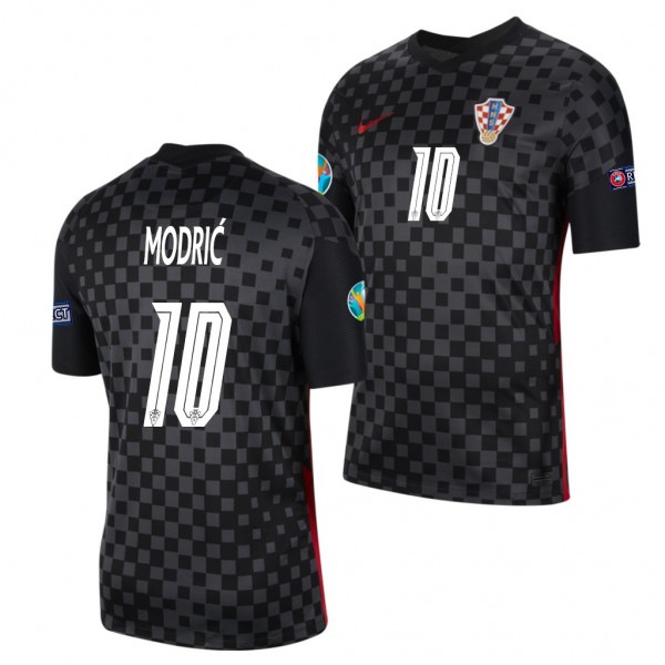 Men's Luka Modric Croatia Away Jersey Black EURO 2020
