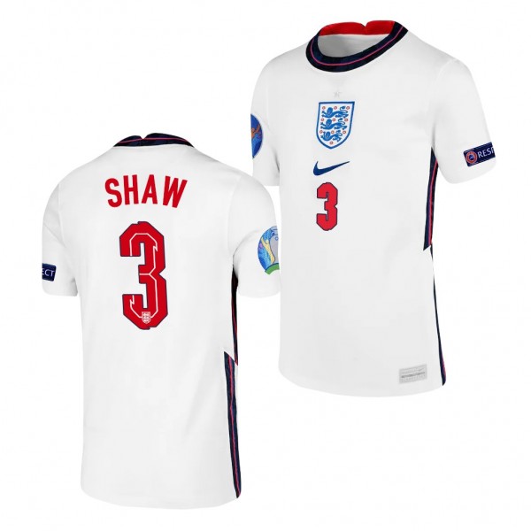 Youth Luke Shaw EURO 2020 England Jersey White Home
