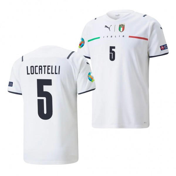 Men's Manuel Locatelli Italy EURO 2020 Jersey White Replica Away