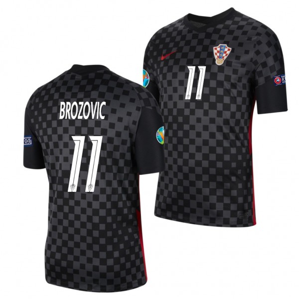 Men's Marcelo Brozovic Croatia Away Jersey Black EURO 2020
