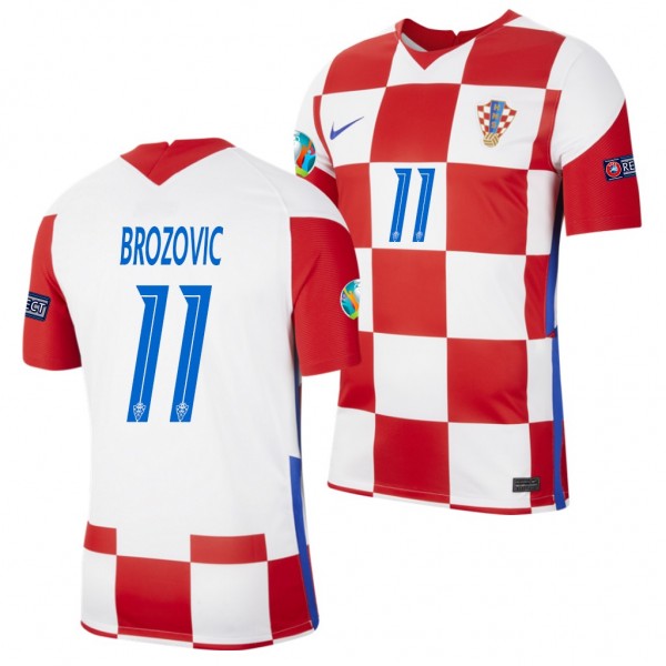 Men's Marcelo Brozovic Croatia Home Jersey Red EURO 2020