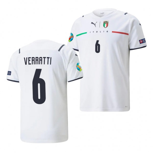 Men's Marco Verratti Italy EURO 2020 Jersey White Replica Away